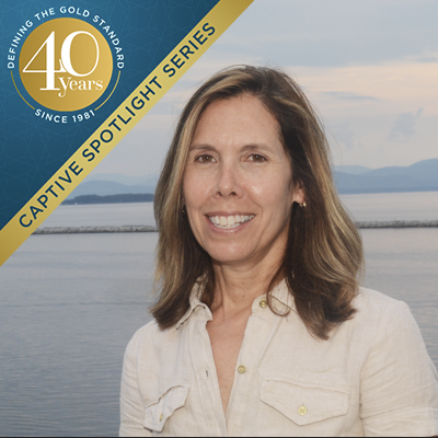 "Captive spotlight series, Diane Leach, VCIA." 40th anniversary logo.