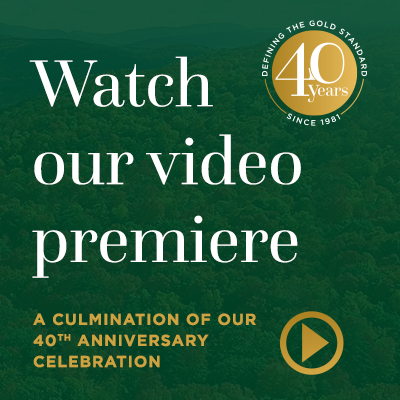 "Watch our video premiere. A culmination of our 40th anniversary celebration." 40th anniversary logo.